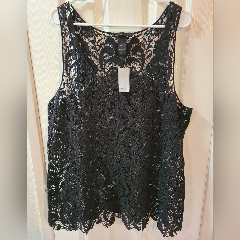 Lane  Black Lace Tank Top
